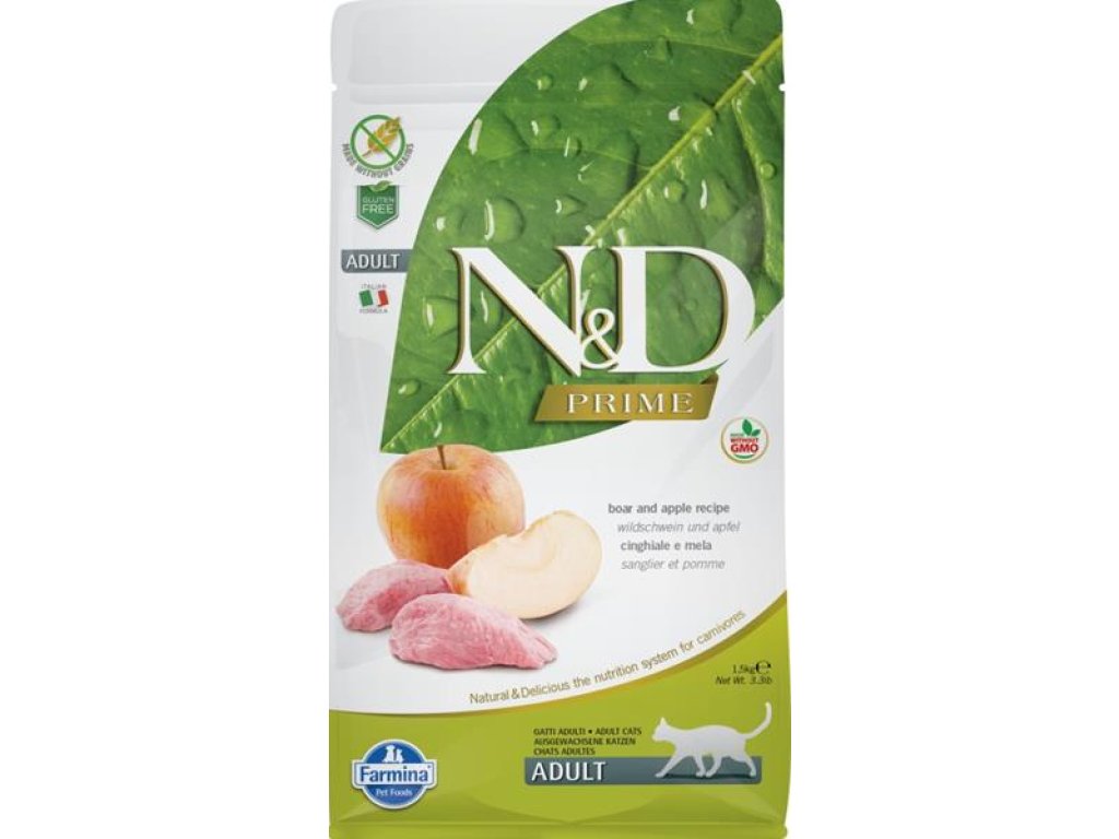 N&D PRIME Cat GF Wild Boar & Apple Adult 1,5 kg