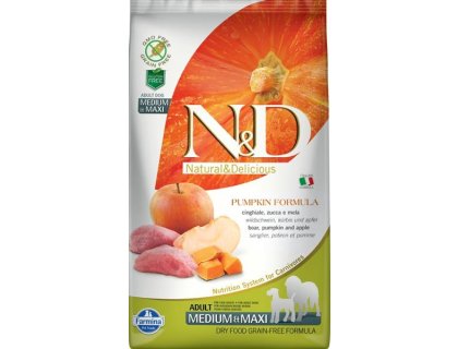 N&D PUMPKIN Dog GF Wild Boar & Apple Adult Medium & Maxi 2,5 kg