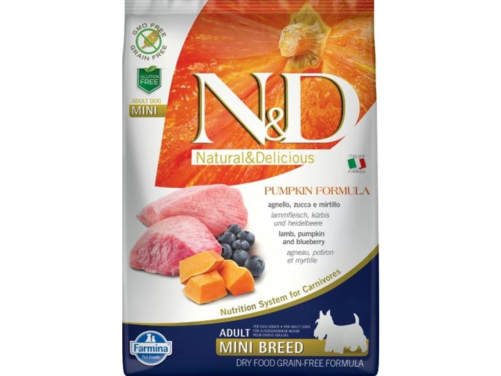 N&D PUMPKIN Dog GF Lamb & Blueberry Adult Mini 7 kg
