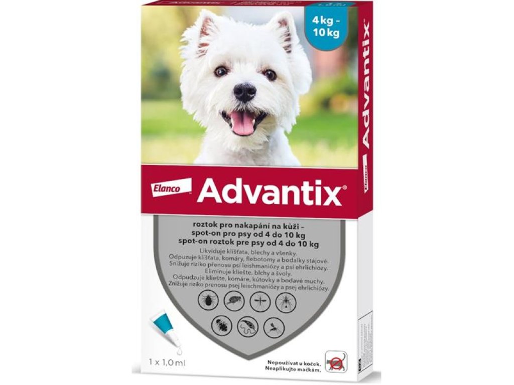 Advantix S.O. pes 4-10kg a.u.v. modrozelený sol 1 x 1 ml