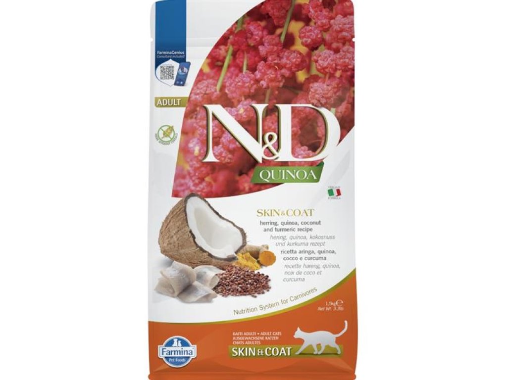 N&D QUINOA Cat GF Skin & Coat Herring & Coconut Adult 1,5 kg