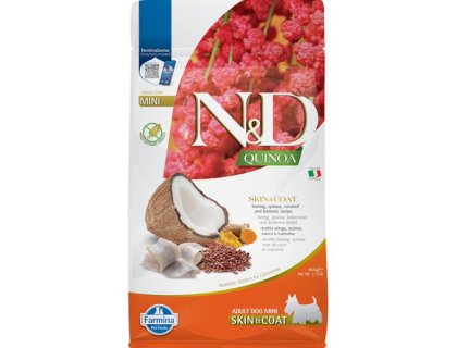 N&D QUINOA Dog GF Skin & Coat, Herring & Coconut Adult Mini 800 g