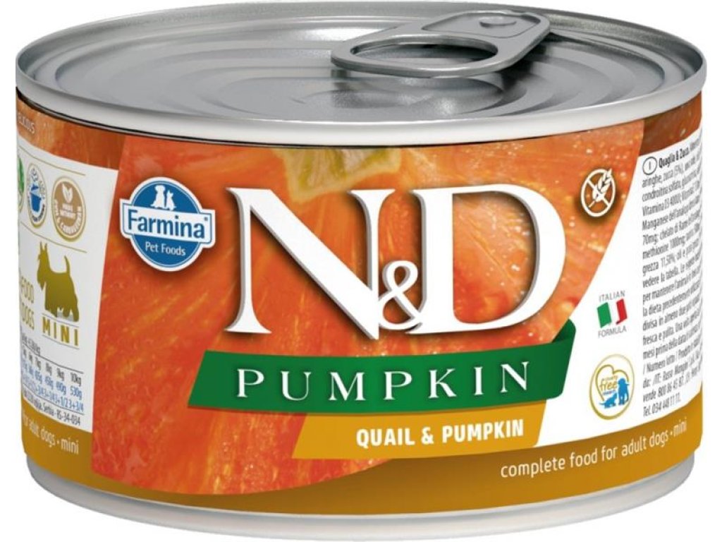N&D PUMPKIN Dog konz. Quail & Pumpkin Mini 140 g