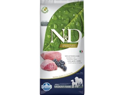N&D PRIME Dog GF Lamb & Blueberry Adult Medium & Maxi 12 kg