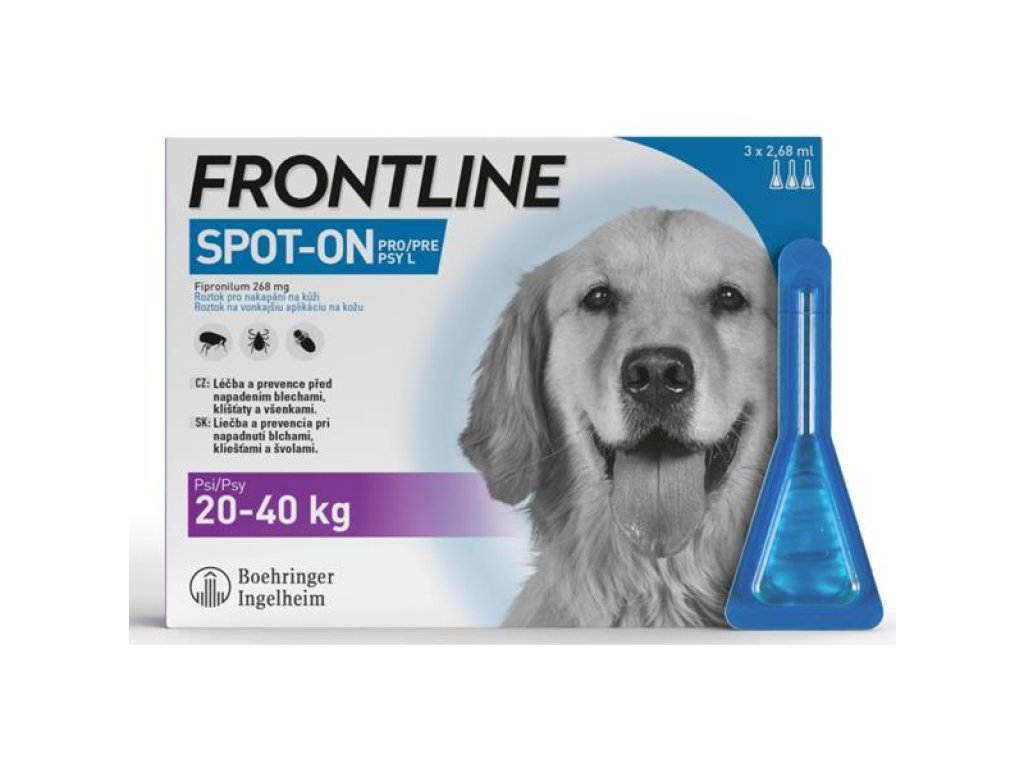 Frontline spot-on dog L a.u.v. sol 3 x 2,68 ml, 20-40kg