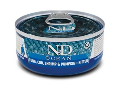 N&D OCEAN Cat konz. Tuna, Cod, Shrimp & Pumpkin Kitten 70 g