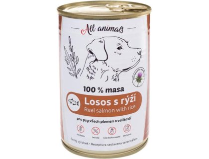 ALL ANIMALS konz. pro psy losos mletý s rýží 400g