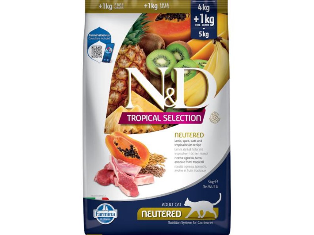 N&D TROPICAL SELECTION Cat LG Lamb Neutered 4+1 kg