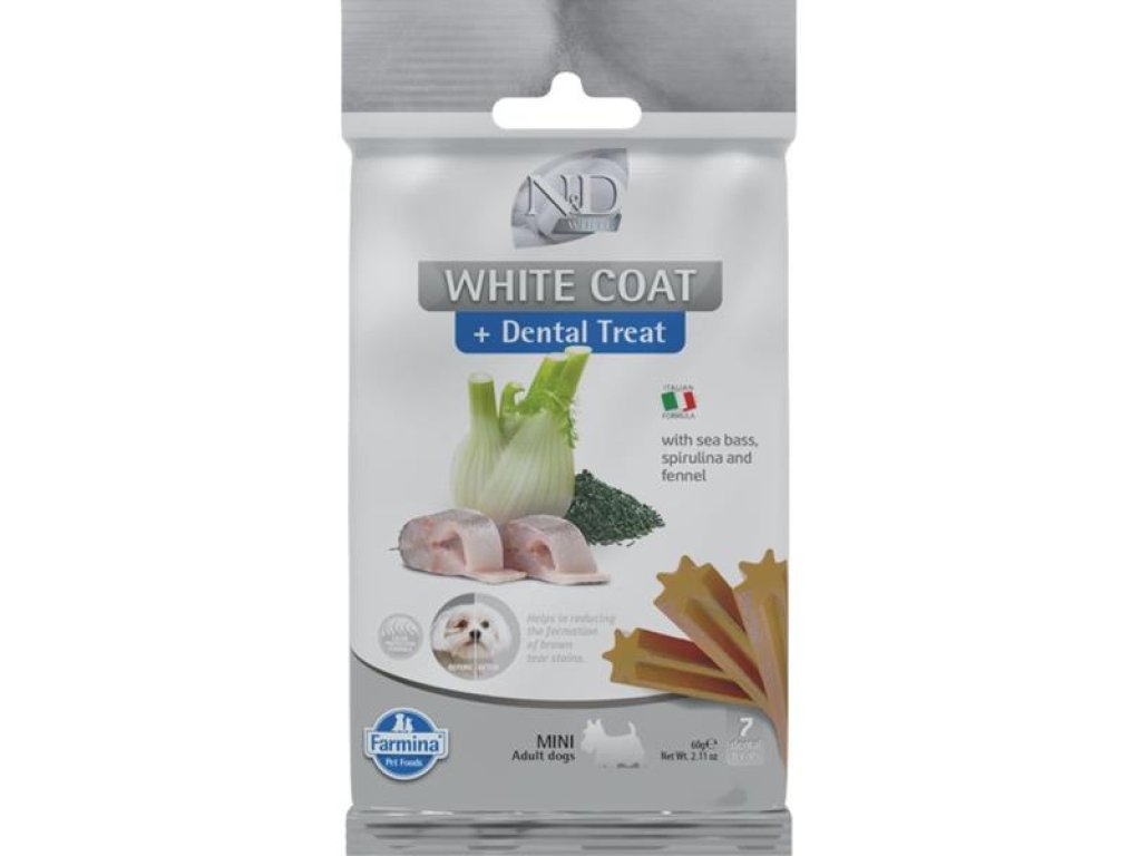N&D WHITE Dog Dental Snack Sea Bass Mini 60 g