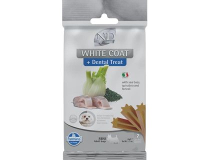 N&D WHITE Dog Dental Snack Sea Bass Mini 60 g