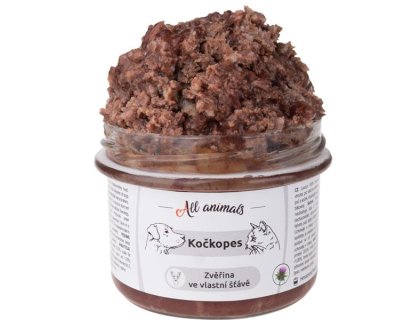 ALL ANIMALS Kočkopes sklo Zvěřina ve vl. šťávě 200g