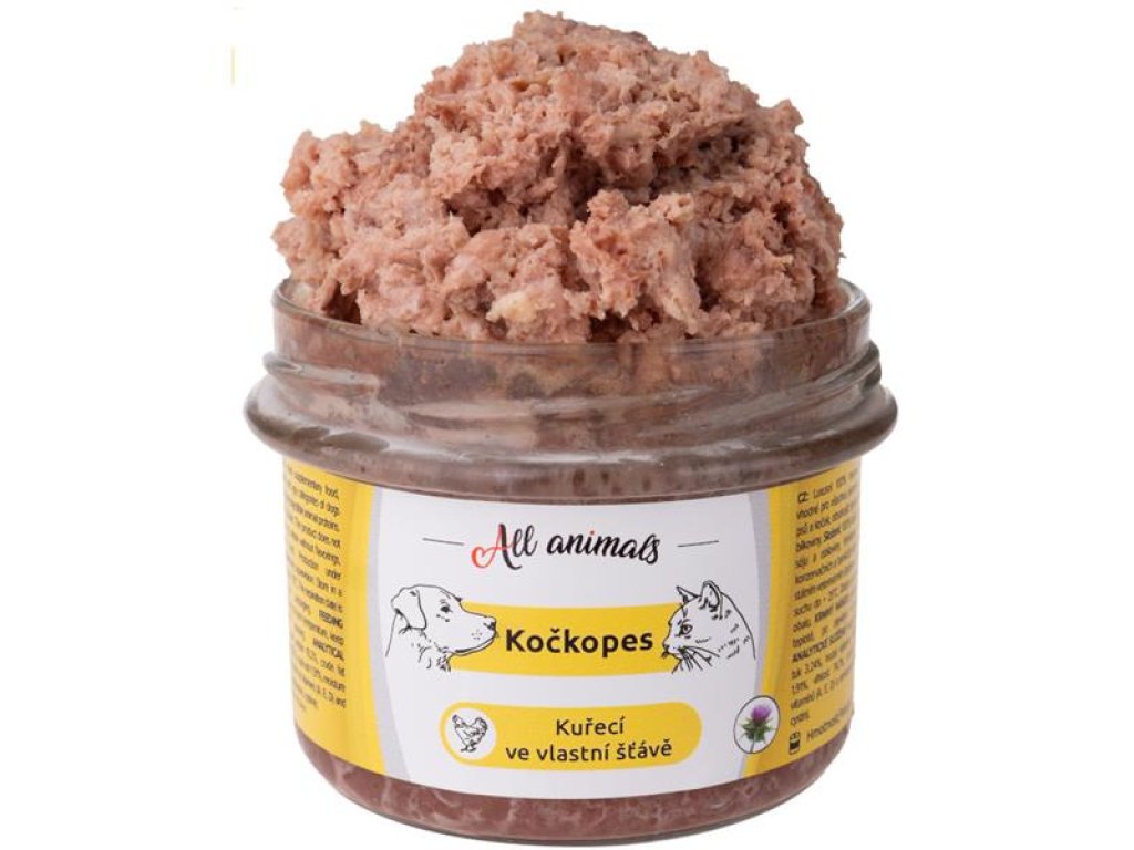 ALL ANIMALS Kočkopes sklo Kuře ve vl. šťávě 200g