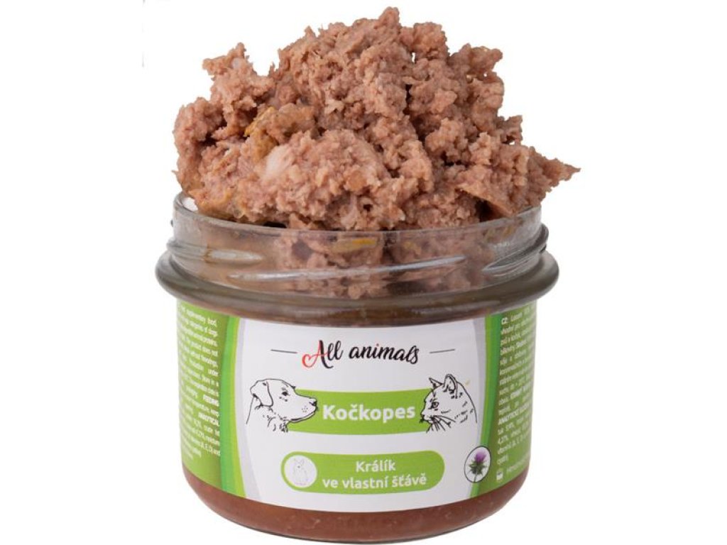 ALL ANIMALS Kočkopes sklo Králík ve vl. šťávě 200g