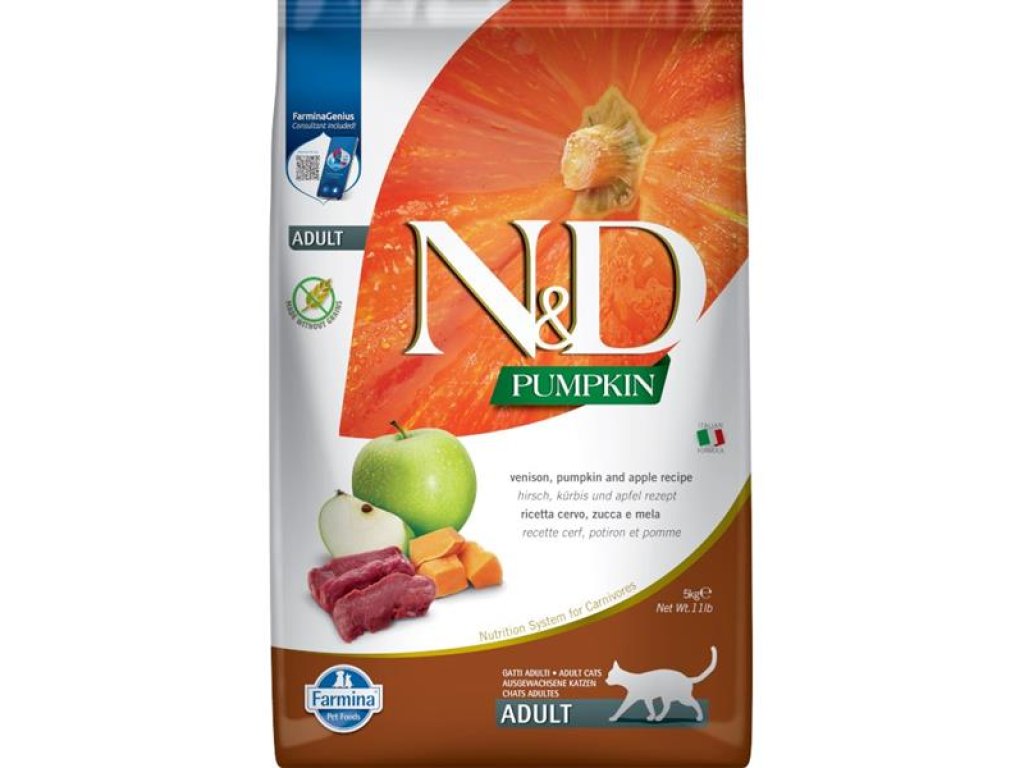 N&D PUMPKIN Cat GF Venison & Apple Adult 5 kg