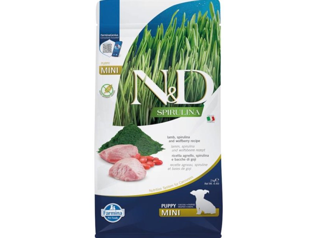 N&D SPIRULINA Dog GF Lamb & Wolfberry Puppy Mini 2 kg
