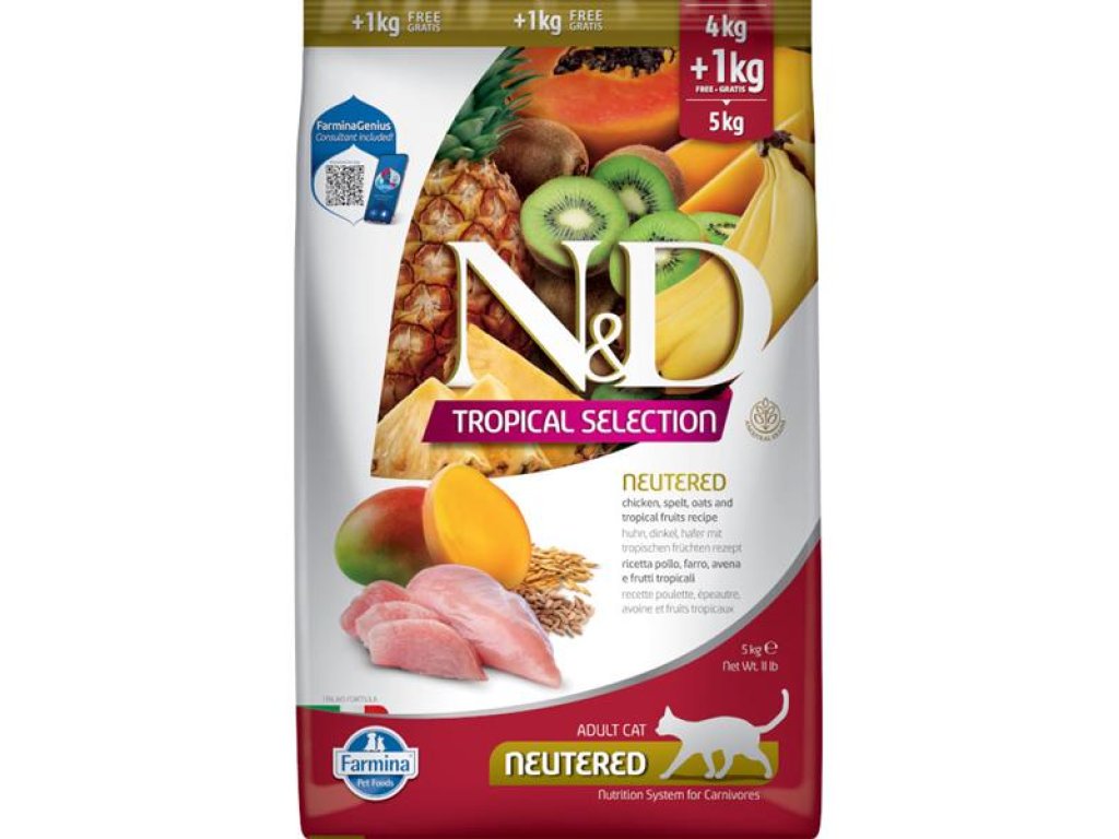 N&D TROPICAL SELECTION Cat LG Chicken Neutered 4+1 kg