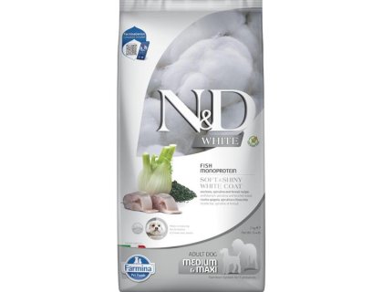 N&D WHITE Dog GF Sea Bass, Spirulina & Fennel Adult Medium & Maxi 7 kg
