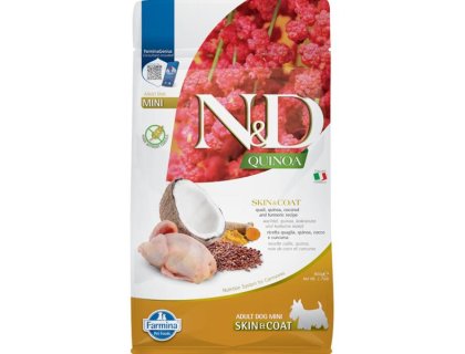 N&D QUINOA Dog GF Skin & Coat, Quail & Coconut Adult Mini 800 g