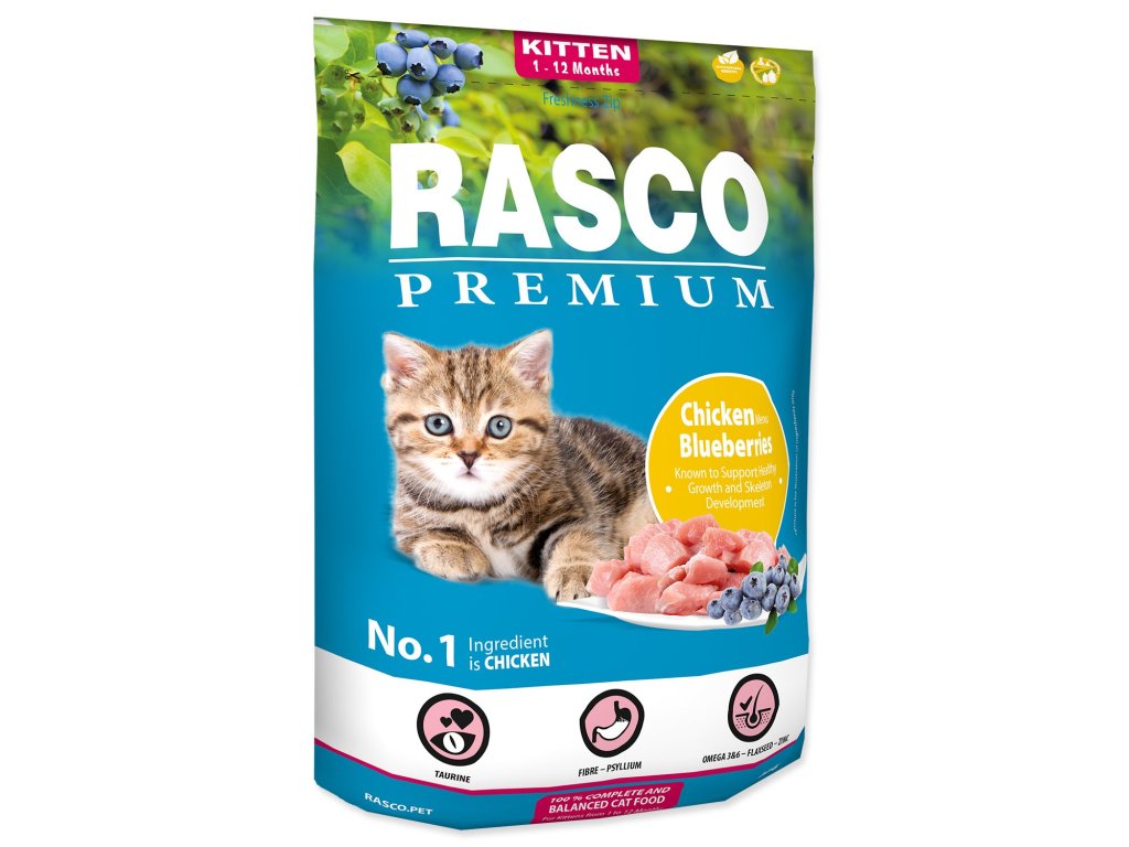 Krmivo Rasco Premium Kitten kuře s borůvkou 0,4kg