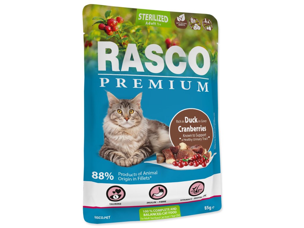 Kapsička Rasco Premium Sterilized kachna s brusinkou 85g