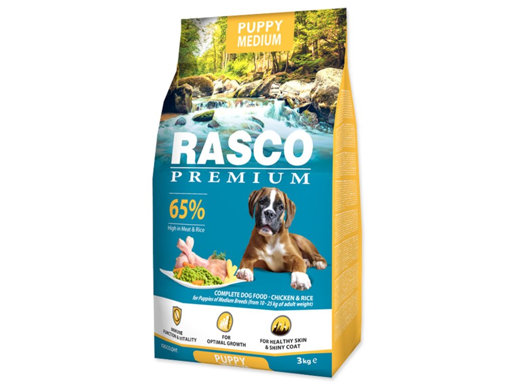 Krmivo Rasco Premium Puppy Medium kuře s rýží 3kg