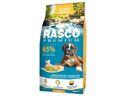 Krmivo Rasco Premium Puppy Medium kuře s rýží 15kg