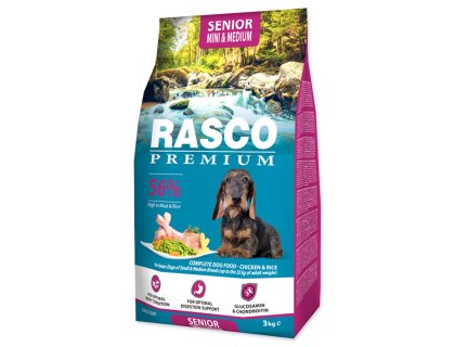 Krmivo Rasco Premium Senior Mini & Medium kuře s rýží 3kg