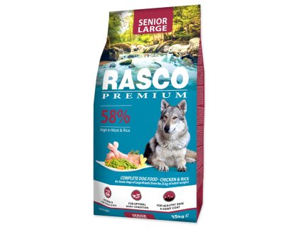 Krmivo Rasco Premium Senior Large kuře s rýží 15kg