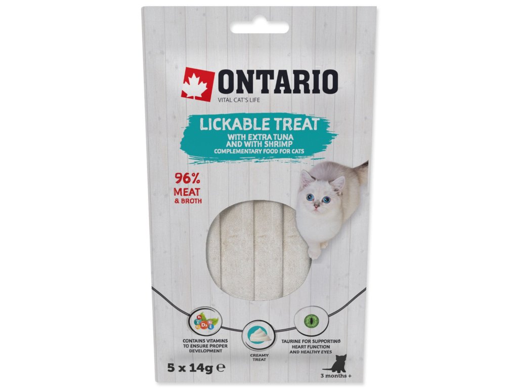 Pochoutka Ontario lízací extra tuňák a krevety 5x14g