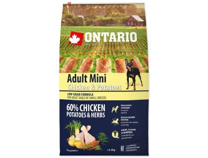 Krmivo Ontario Adult Mini Chicken & Potatoes 6,5kg