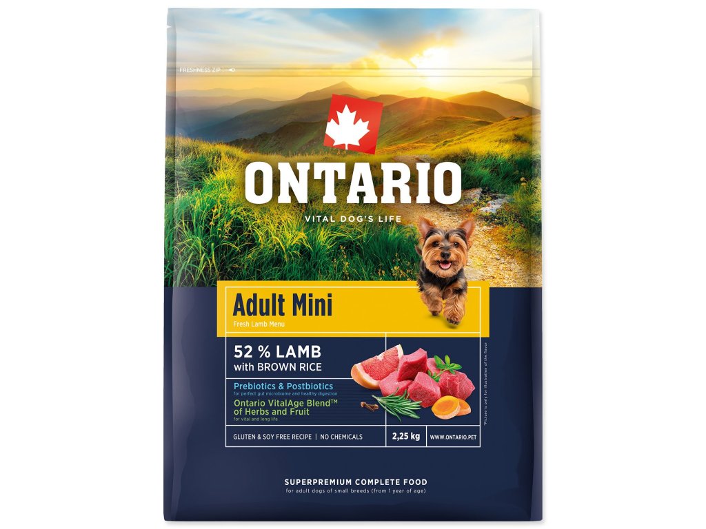 Krmivo Ontario Adult Mini Lamb & Brown Rice 2,25kg