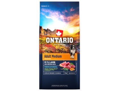 Krmivo Ontario Adult Medium Lamb & Brown Rice 12kg