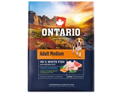 Krmivo Ontario Adult Medium Fish & Brown Rice 2,25kg