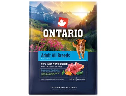 Krmivo Ontario Adult All Breeds Monoprotein Tuna & Sweet Potatoes 2,25kg