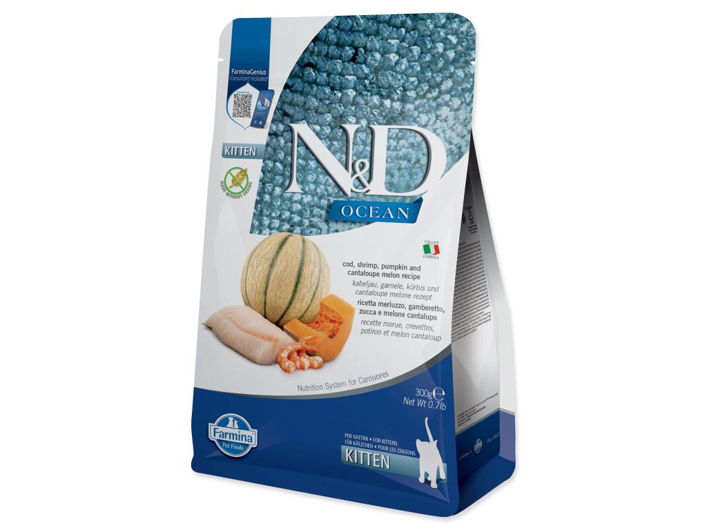 Krmivo N&D Kitten Ocean Cod, Shrimp, Pumpkin & Cantaloupe Melon 0,3kg