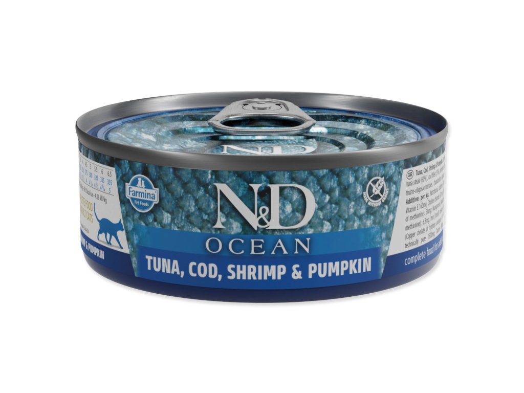 Konzerva N&D Cat Ocean Tuna, Cod, Shrimp & Pumpkin 70g