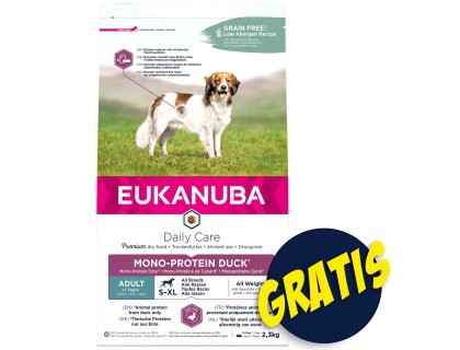 Krmivo EUKANUBA Daily Care Adult Mono Protein Duck 2,3kg+Pochoutka Rasco Premium 80g