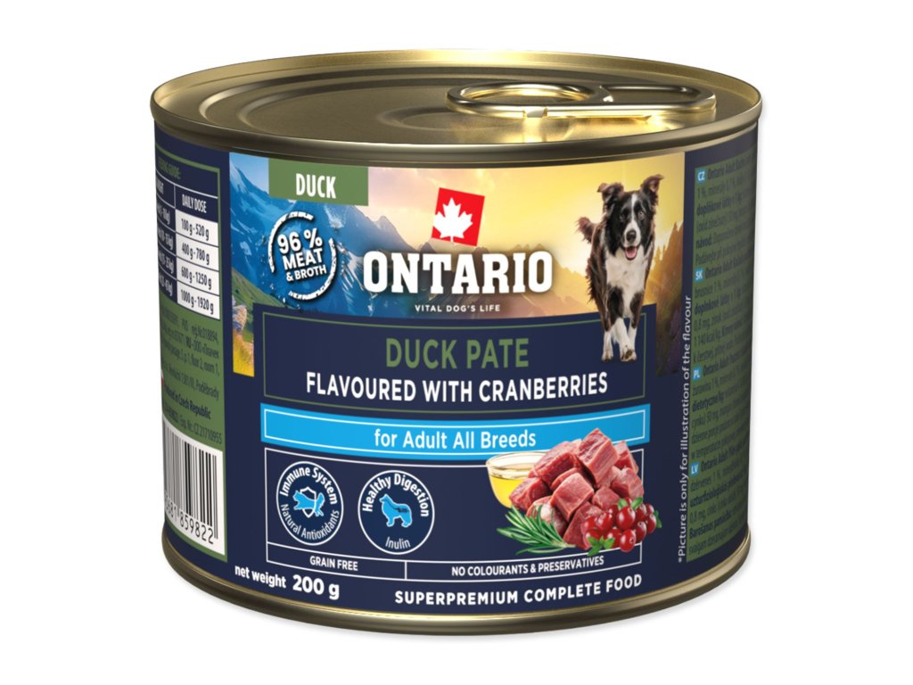 Konzerva Ontario Adult kachní pate s příchutí brusinek 200g