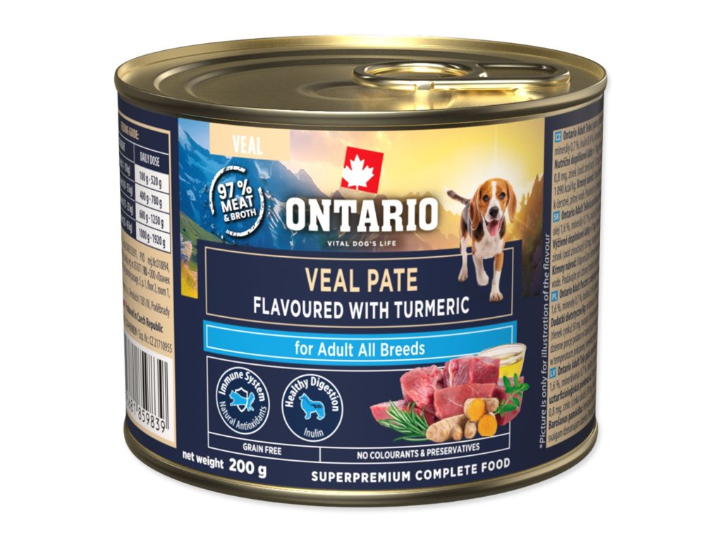 Konzerva Ontario Adult telecí pate s příchutí kurkumy 200g