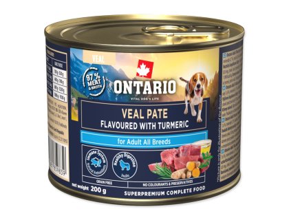 Konzerva Ontario Adult telecí pate s příchutí kurkumy 200g