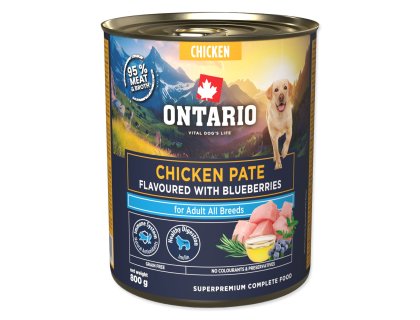 Konzerva Ontario Adult kuřecí pate s příchutí borůvek 800g