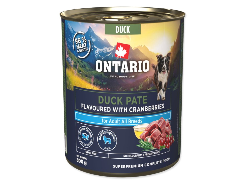 Konzerva Ontario Adult kachní pate s příchutí brusinek 800g