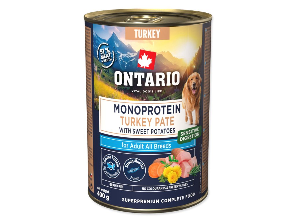 Konzerva Ontario Adult monoprotein krůtí pate s batáty 400g