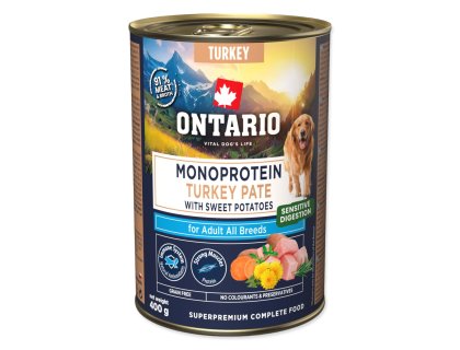 Konzerva Ontario Adult monoprotein krůtí pate s batáty 400g