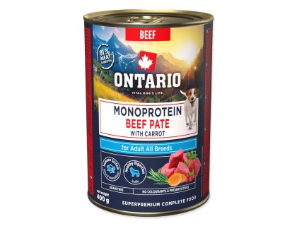 Konzerva Ontario Adult monoprotein hovězí pate s mrkví 400g